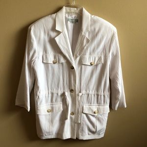 Braemar Petites Light Weight Jacket Top 3/4 Sleeves Tie Waist Boxy C